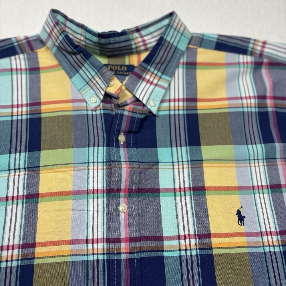NWT Polo Ralph Lauren Men’s 4XLT Classic Fit Blue Plaid Button Down Shirt $125